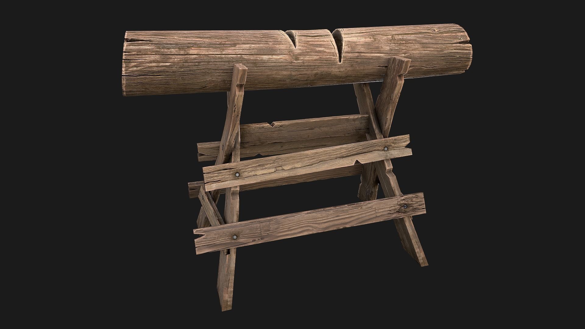 Set of Lumberjack and Firewood Low-poly 3D model_53