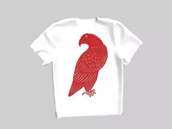 White T-Shirt with a Huge Red Eagle - 3D Model