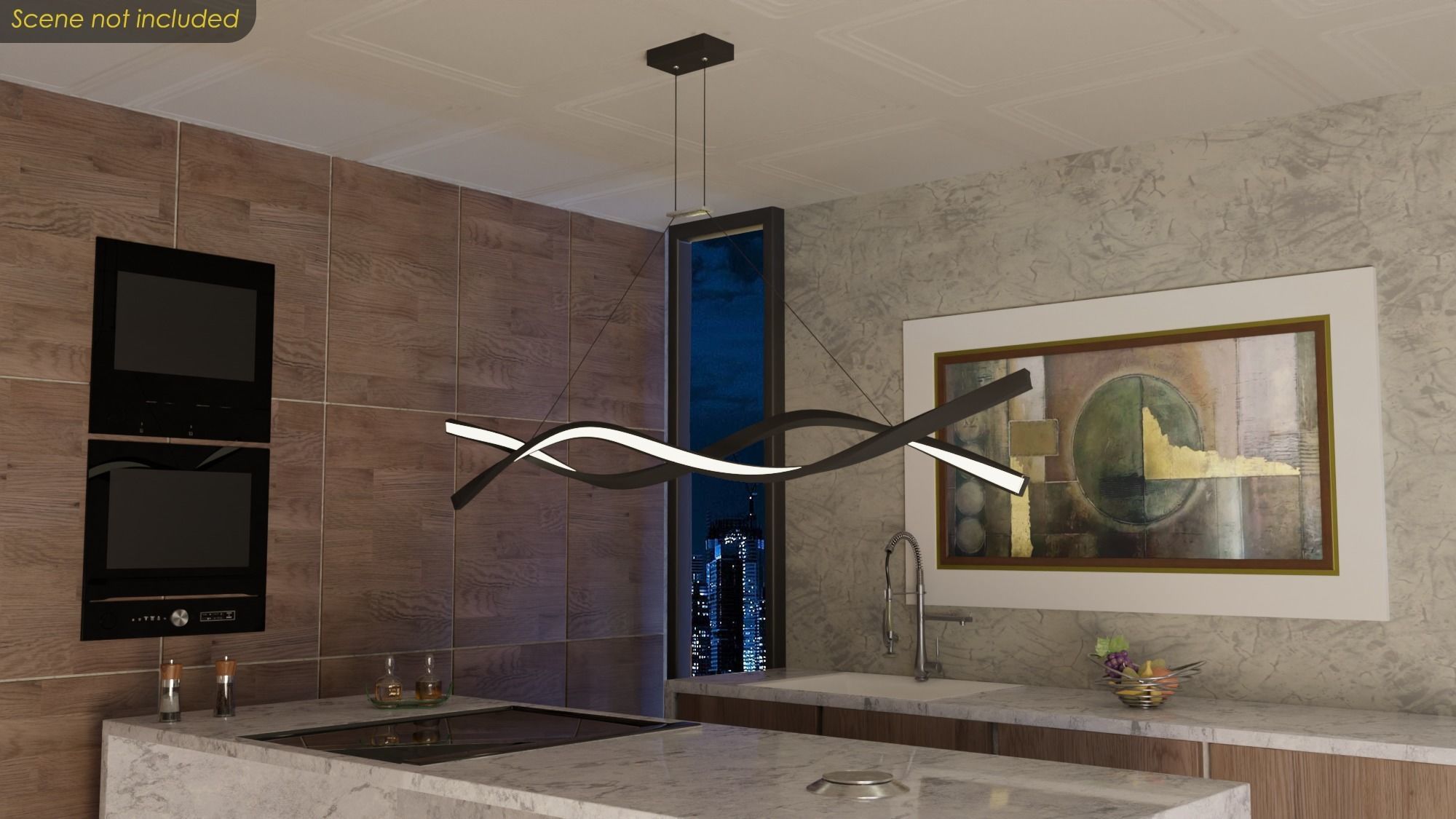 Modern Wavy Pendant Lights Low-poly 3D model_6