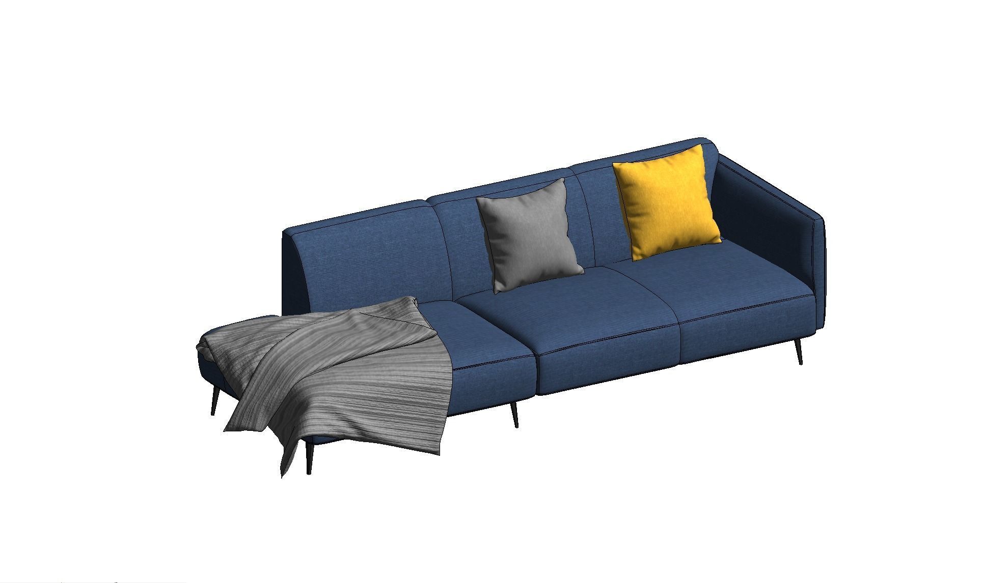 Sofa With Resting - Revit family 3D model_17