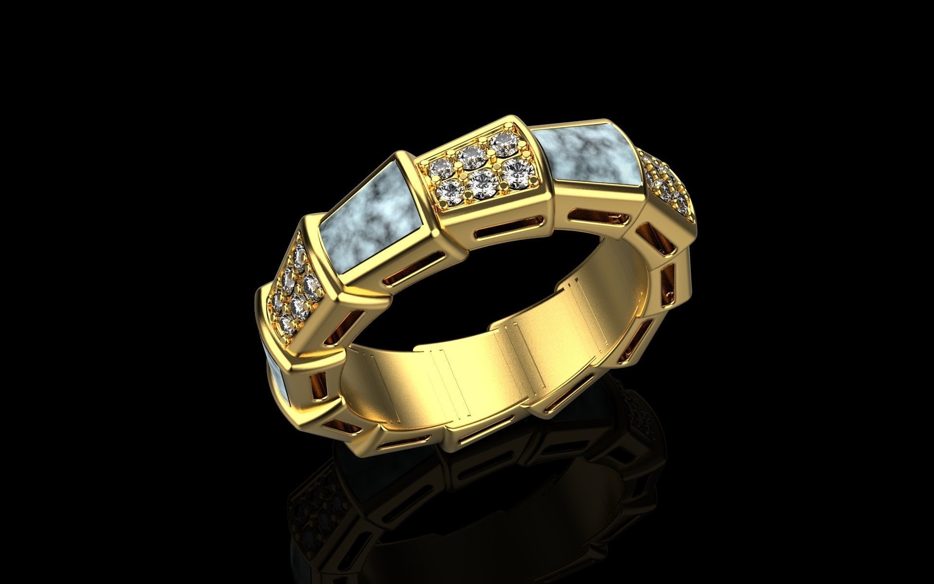 Bvlgary Ring 3d model  3D print model_2