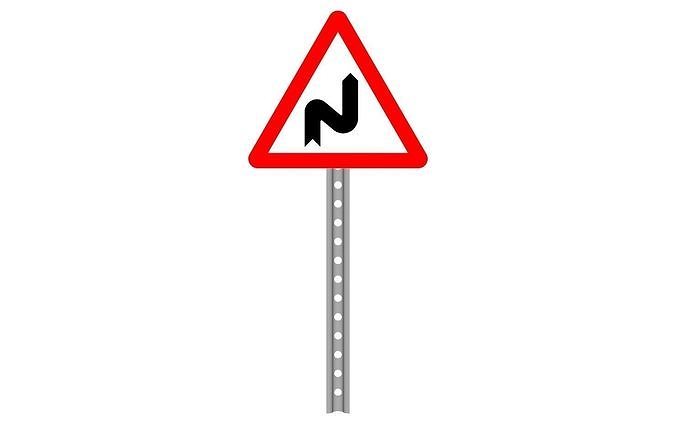 continuous dangerous bends to the right 3D model