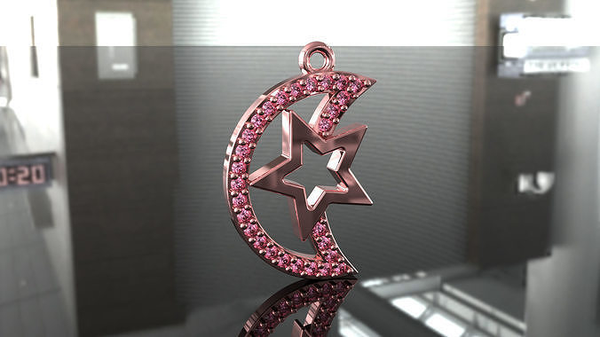 accessory swarovski star and crescent pendant 3D print model