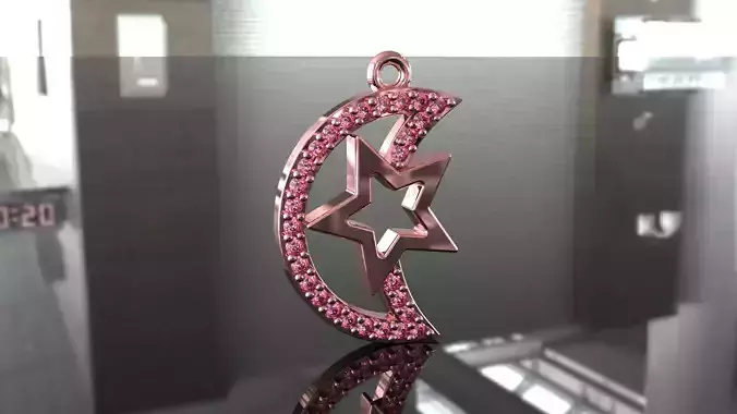 accessory swarovski star and crescent pendant