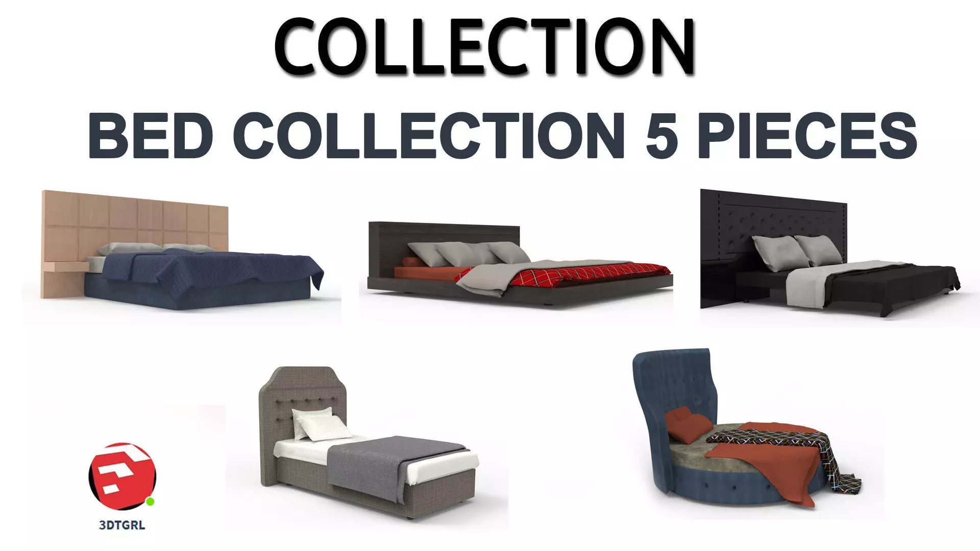 BED MODELS-5 PIECES 3D Model Collection_0