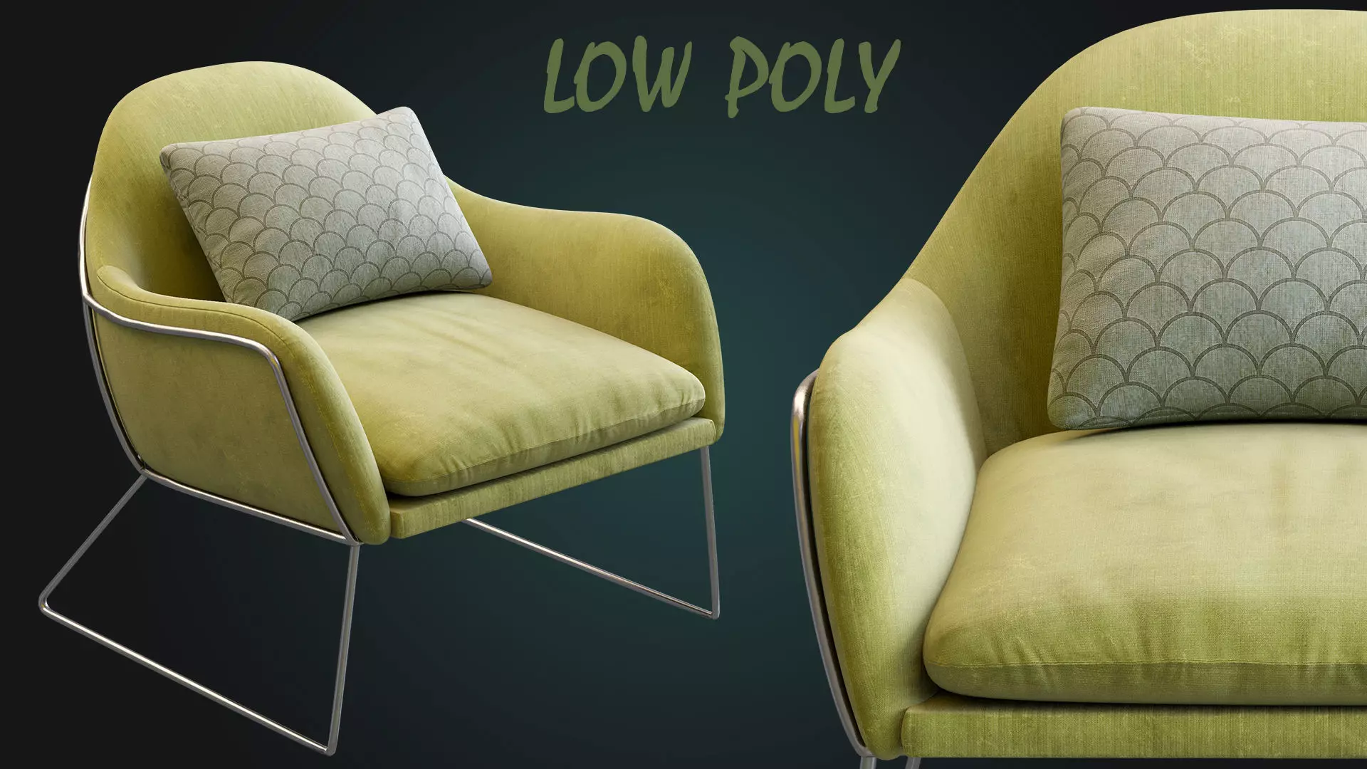 Armchair Frame By Made Low-poly 3D model_0