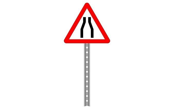 road narrows from both sides 3D model