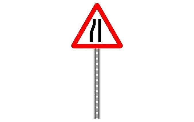 road narrows from left 3D model
