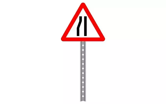 road narrows from left