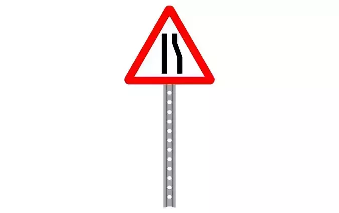 road narrows from right