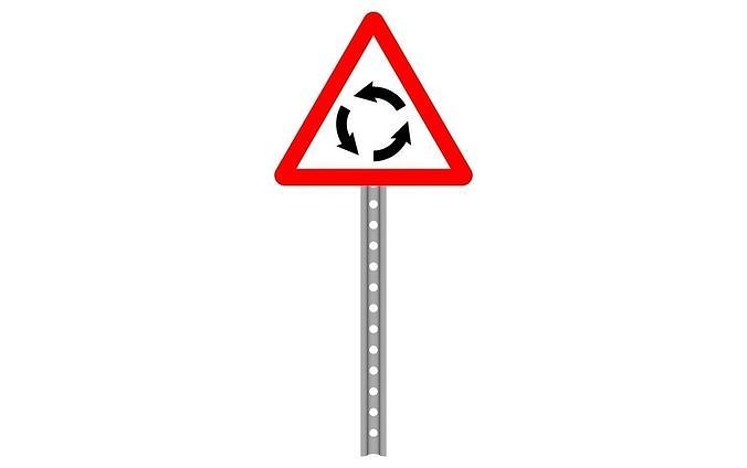 roundabout road sign with curve 3D model
