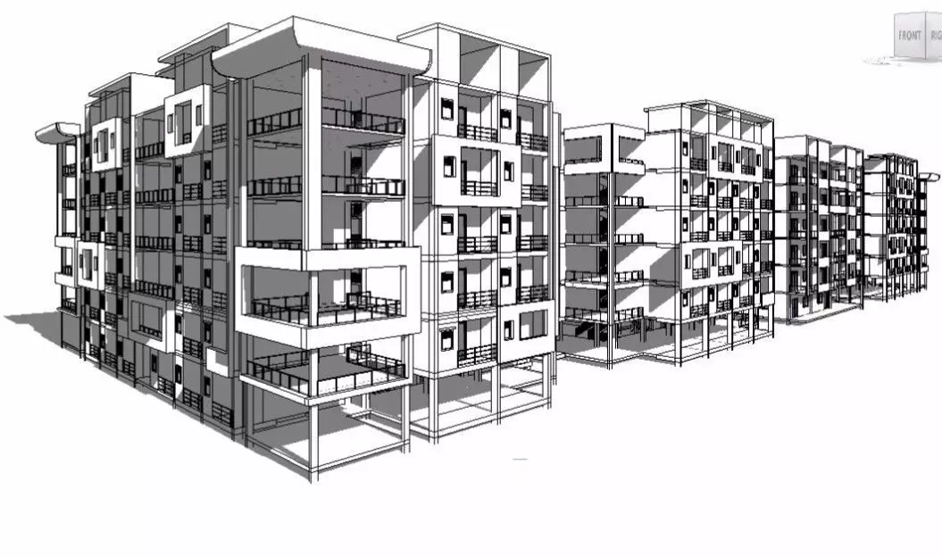 residential complex complete project revit 3D model_0