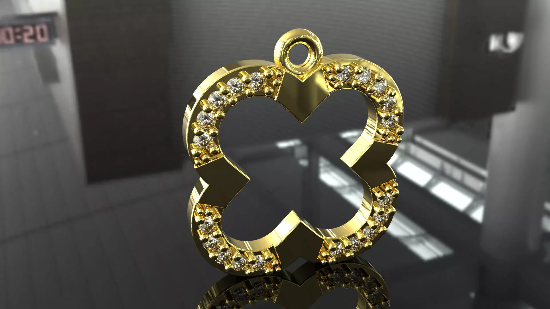 accessory gold pendant with diamonds 3D print model_0