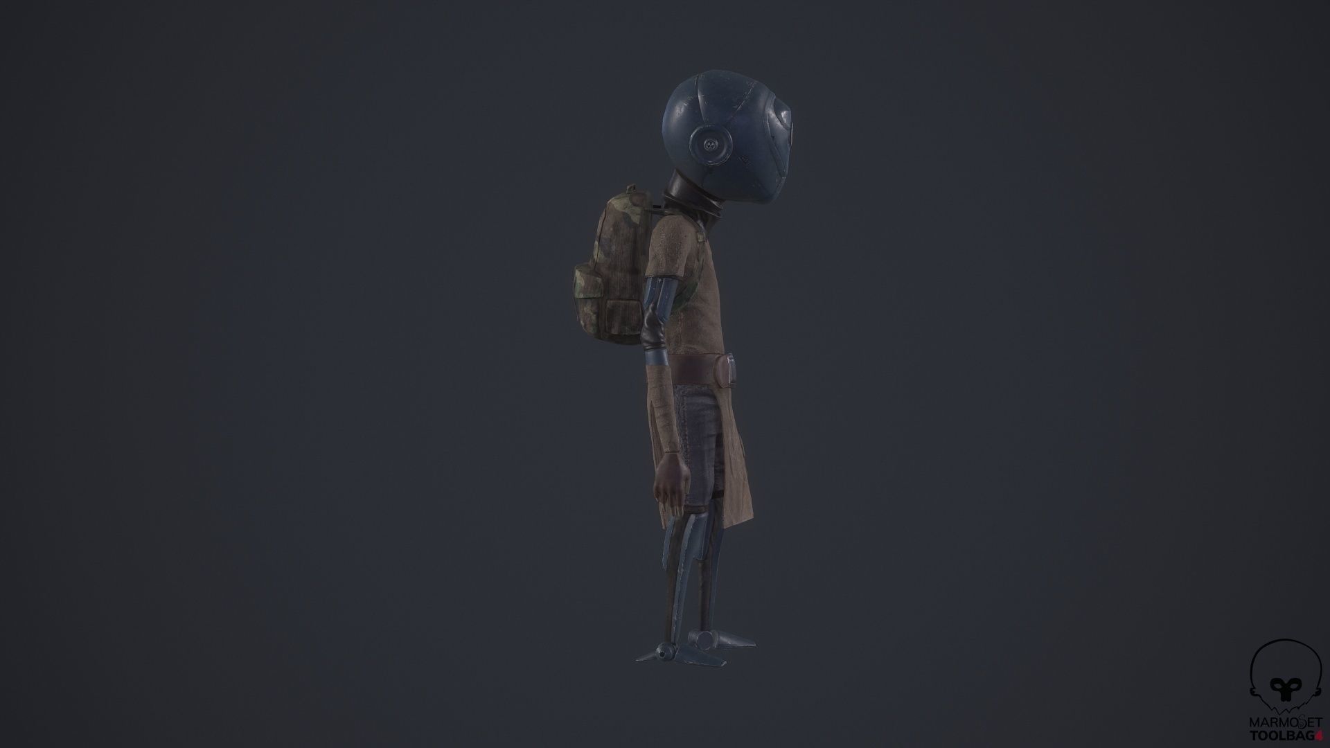 Robot traveler BRO Low-poly 3D model_5