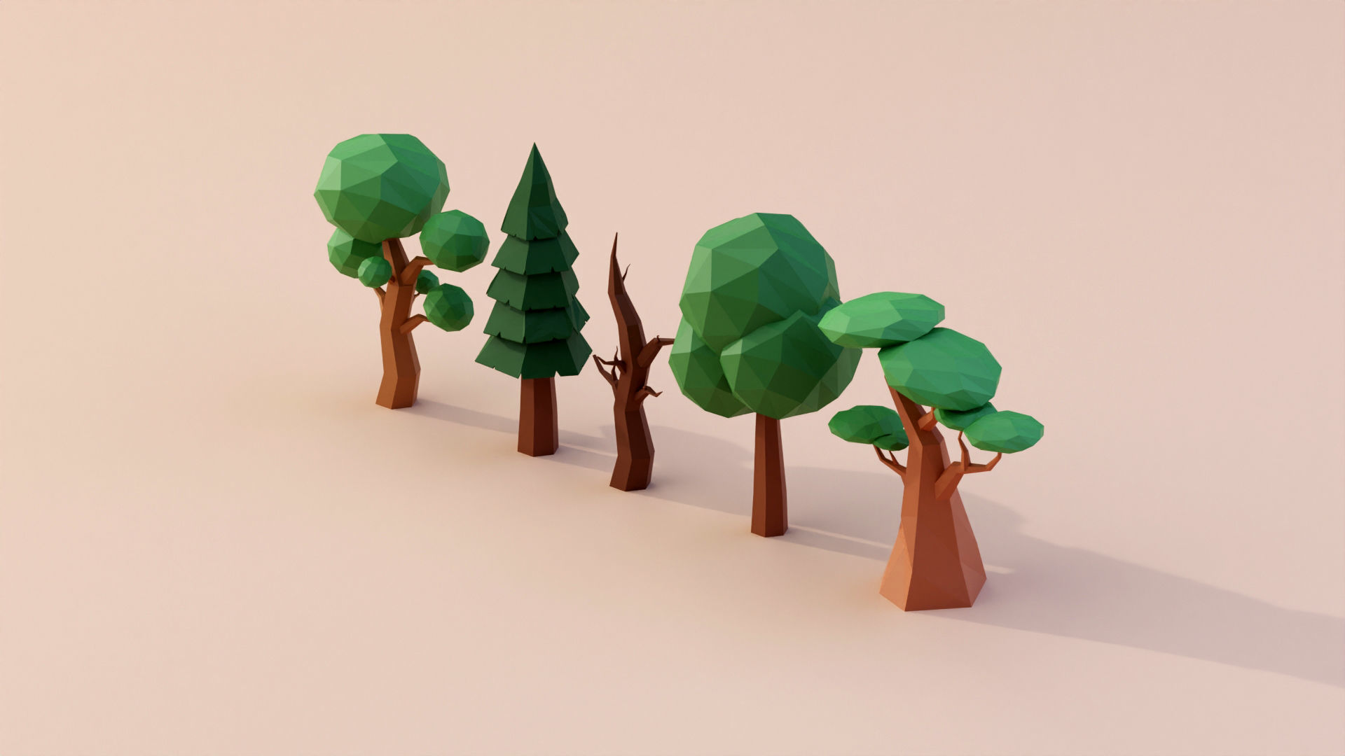 Low poly Tree Pack Low-poly 3D model_2