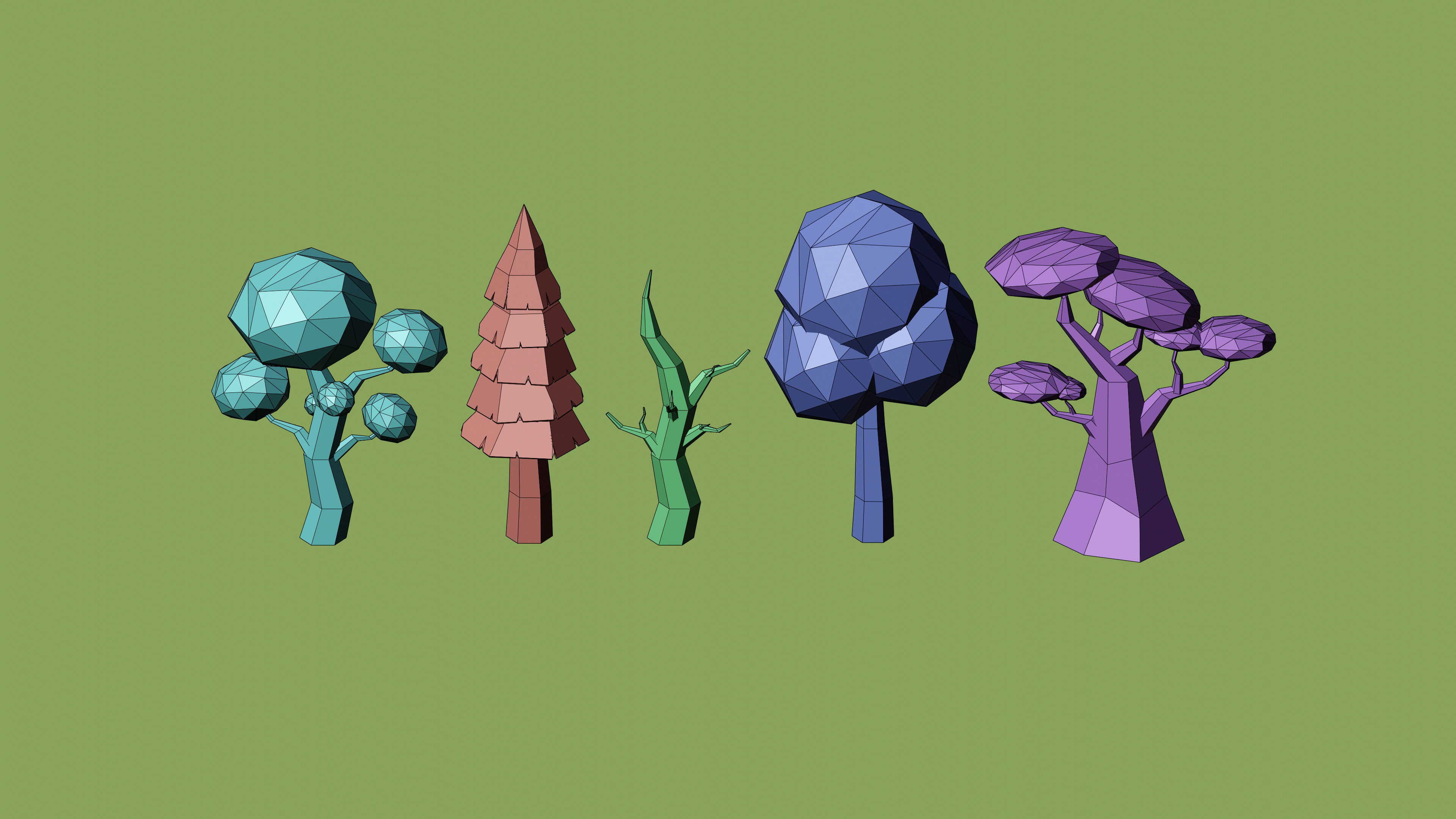 Low poly Tree Pack Low-poly 3D model_10