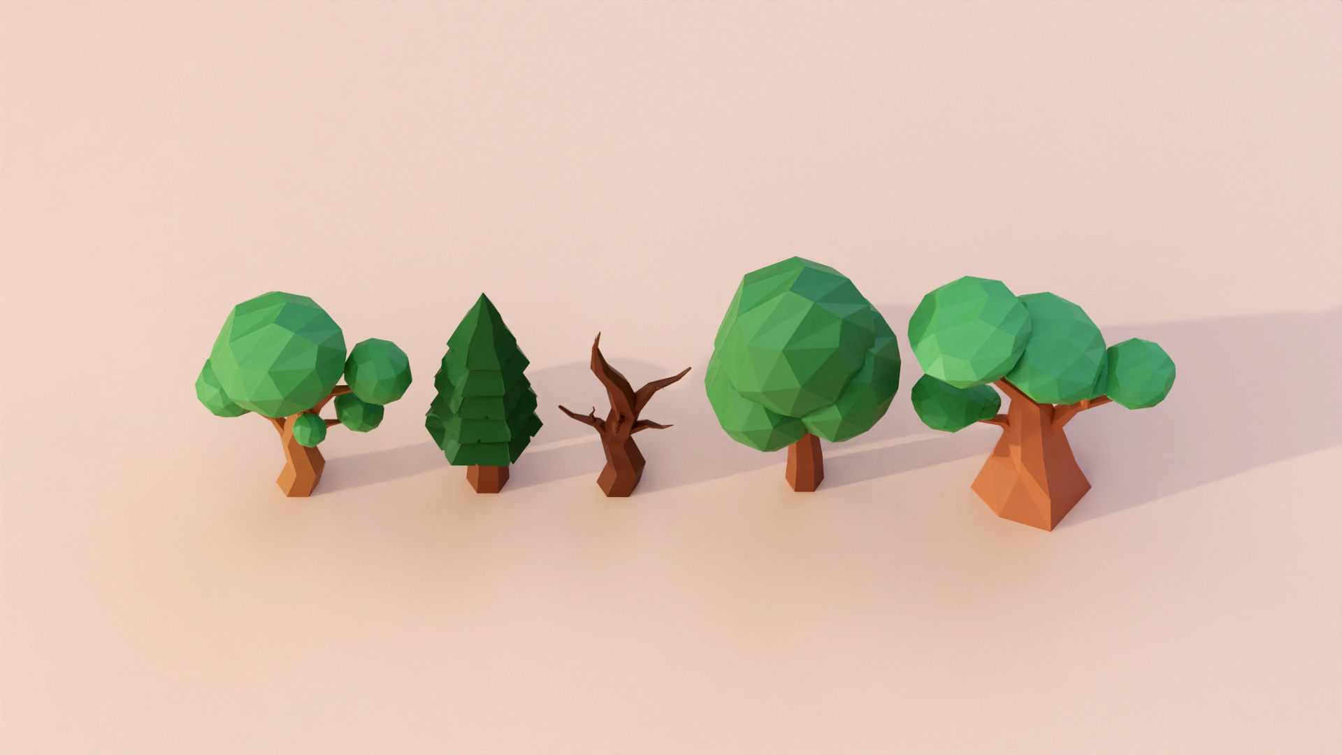 Low poly Tree Pack Low-poly 3D model_7