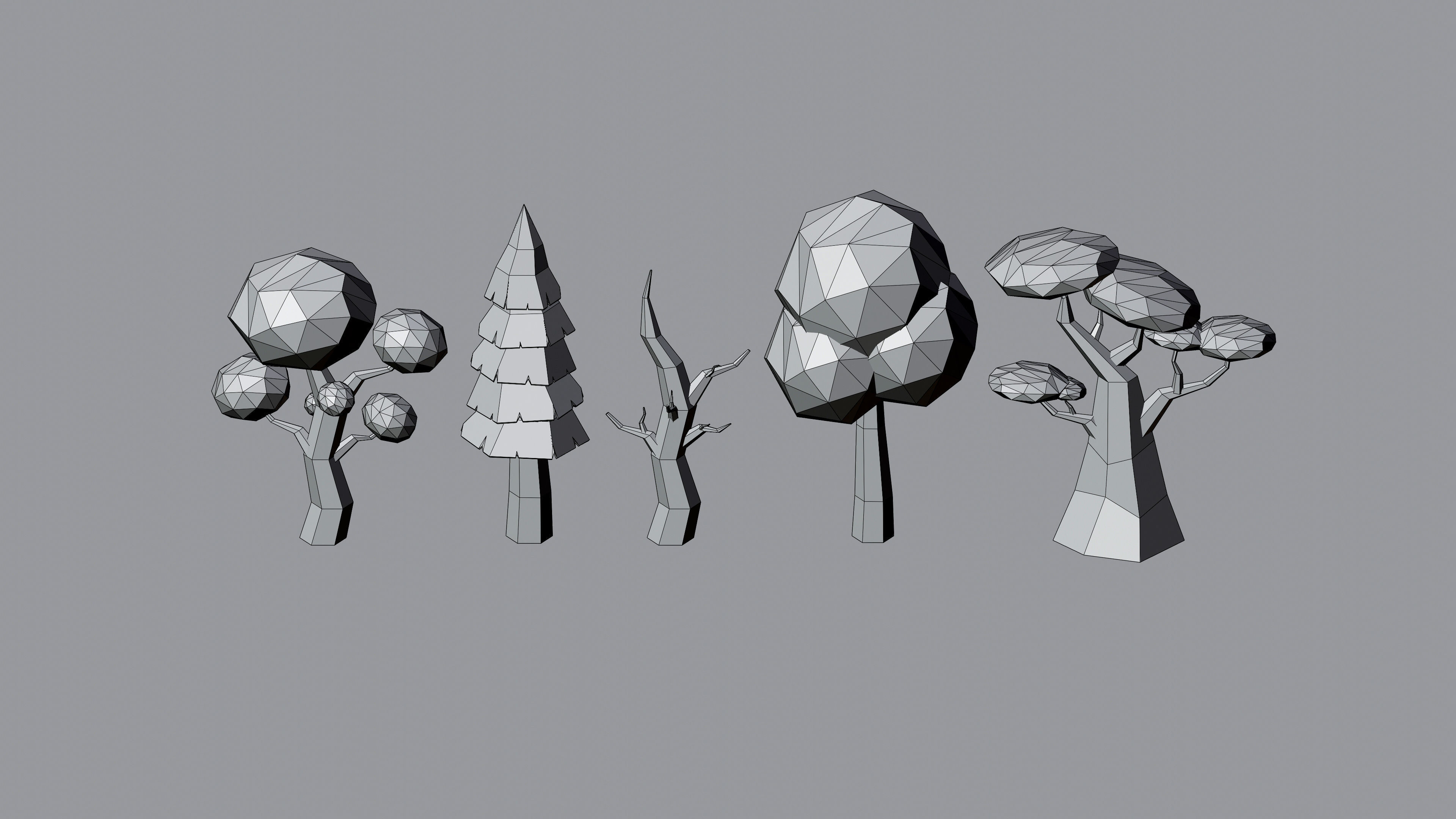 Low poly Tree Pack Low-poly 3D model_9