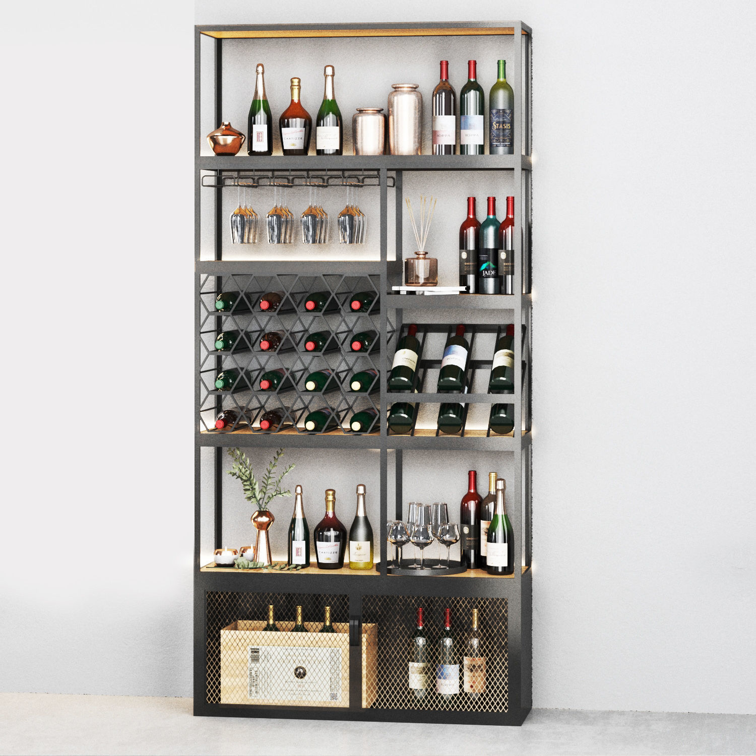 Rack-Homary wine rack - bedroom furniture sets home Low-poly 3D model_3