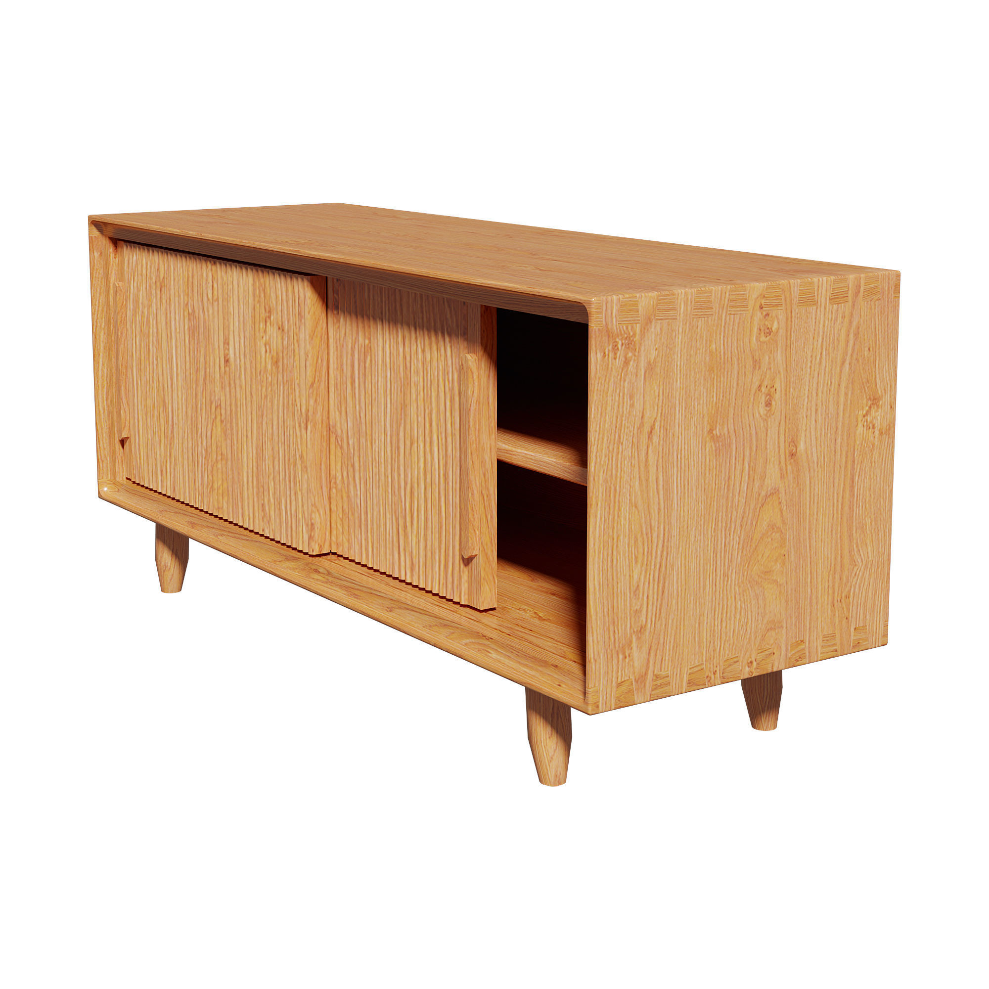 Homary Rustic Storage Bench with Sliding Doors 3D model_9
