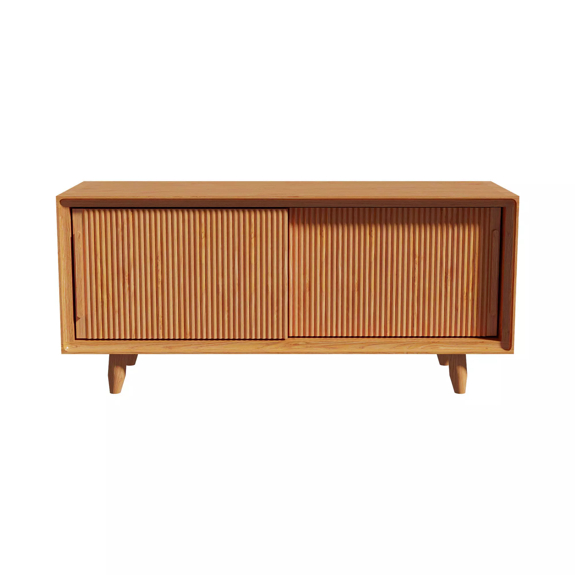 Homary Rustic Storage Bench with Sliding Doors 3D model_0