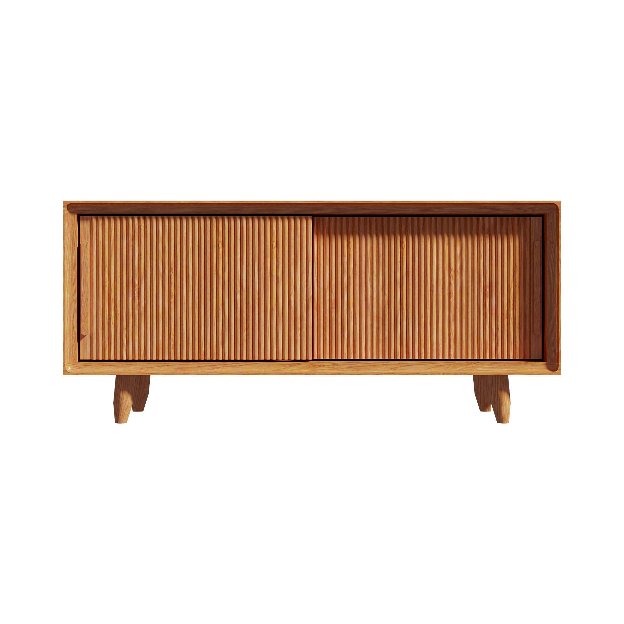 Homary Rustic Storage Bench with Sliding Doors 3D model_1