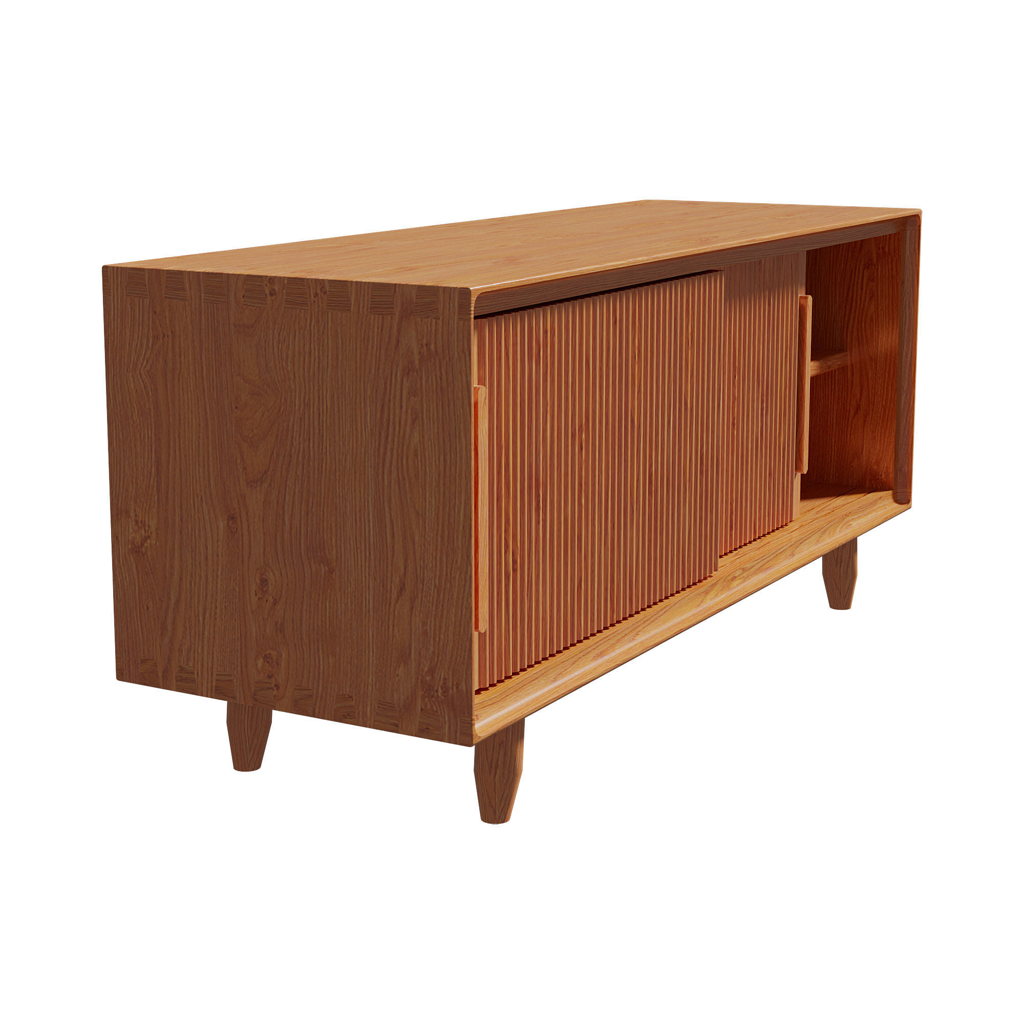 Homary Rustic Storage Bench with Sliding Doors 3D model_10