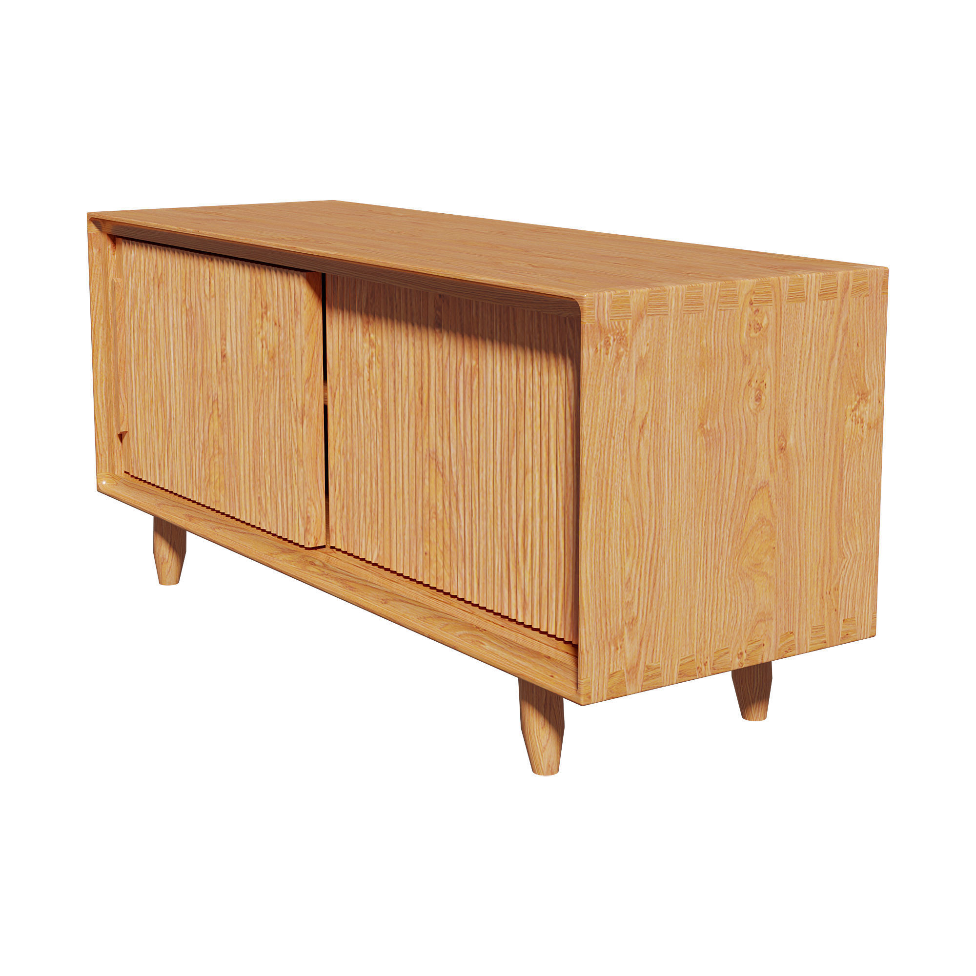 Homary Rustic Storage Bench with Sliding Doors 3D model_3