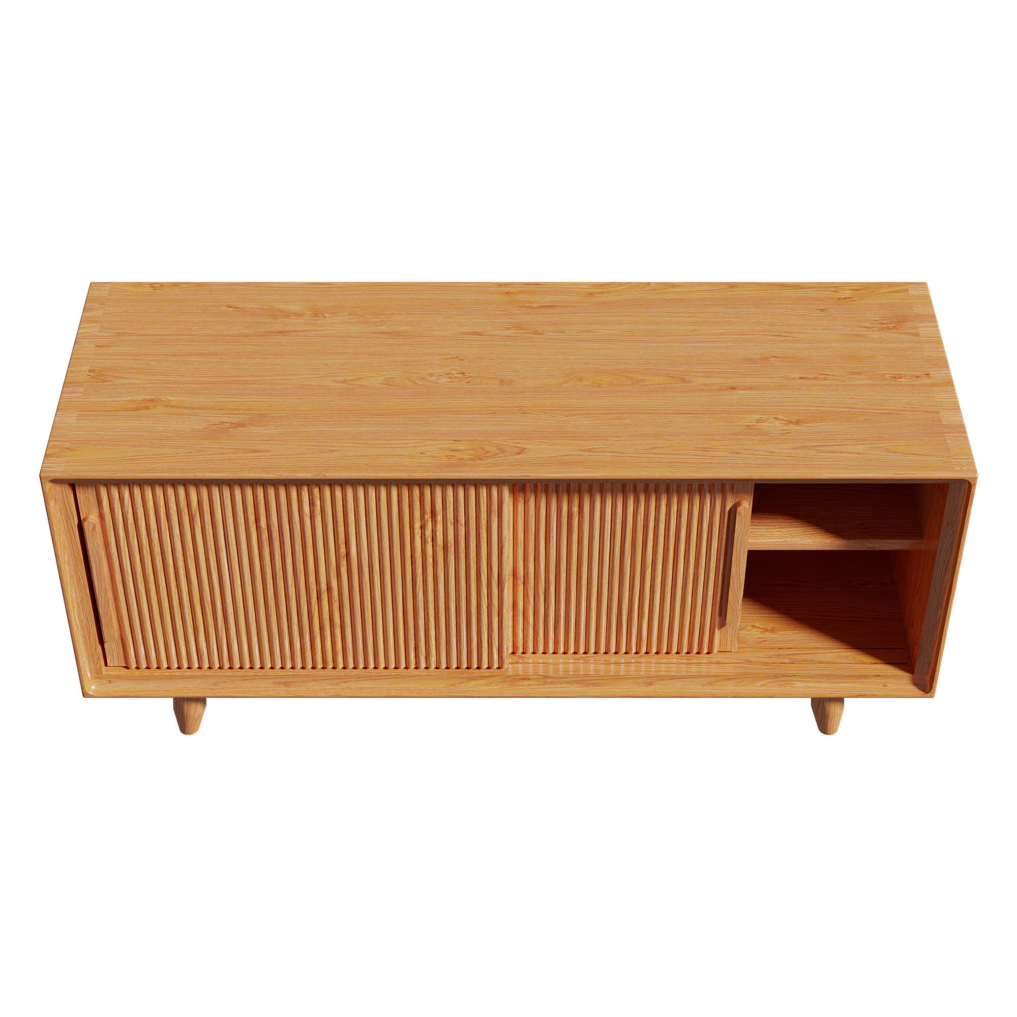 Homary Rustic Storage Bench with Sliding Doors 3D model_8