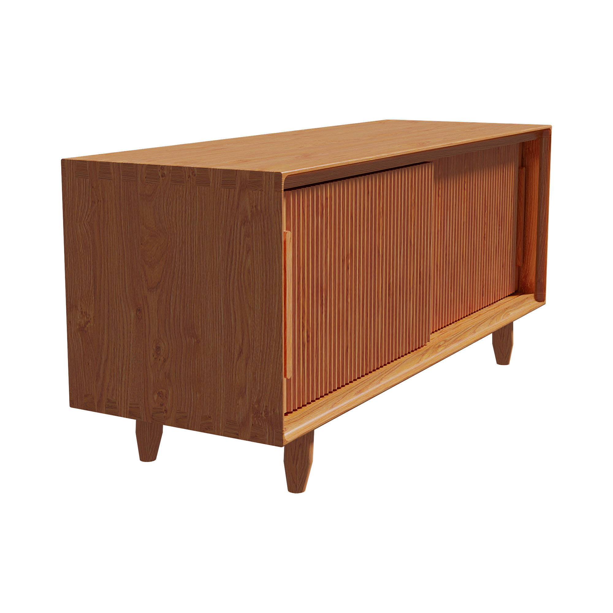 Homary Rustic Storage Bench with Sliding Doors 3D model_4