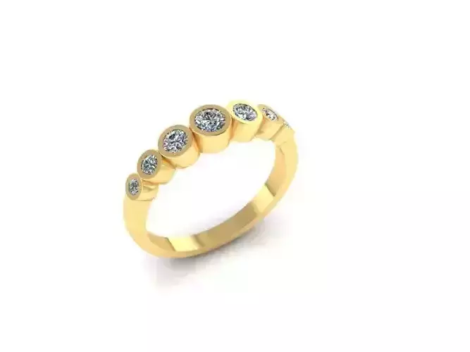 3D model rings gold ring with diamonds