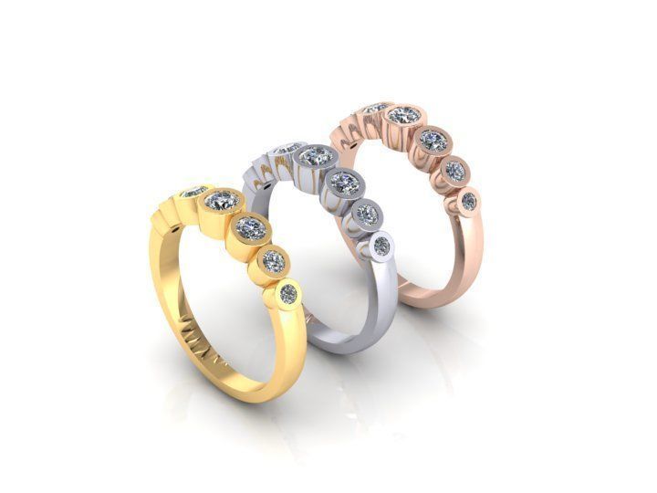 3D model rings gold ring with diamonds 3D print model_2