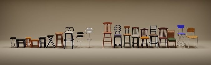 Chairs and Stools 3D model 2