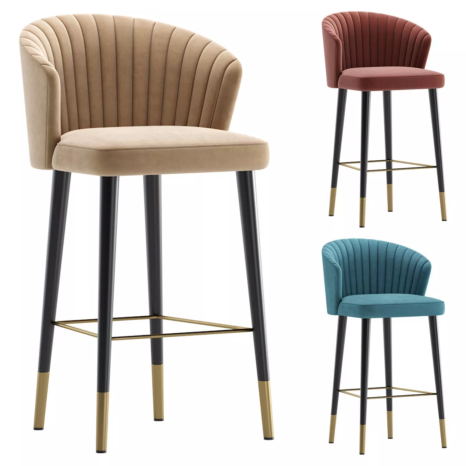 Bar Stool KAROLINA by Cazarina Interiors 3 Colors Version 3D model_0