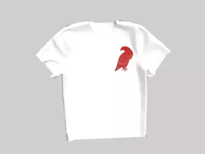 White T-Shirt with a Red Bald Eagle - Upper Left Corner