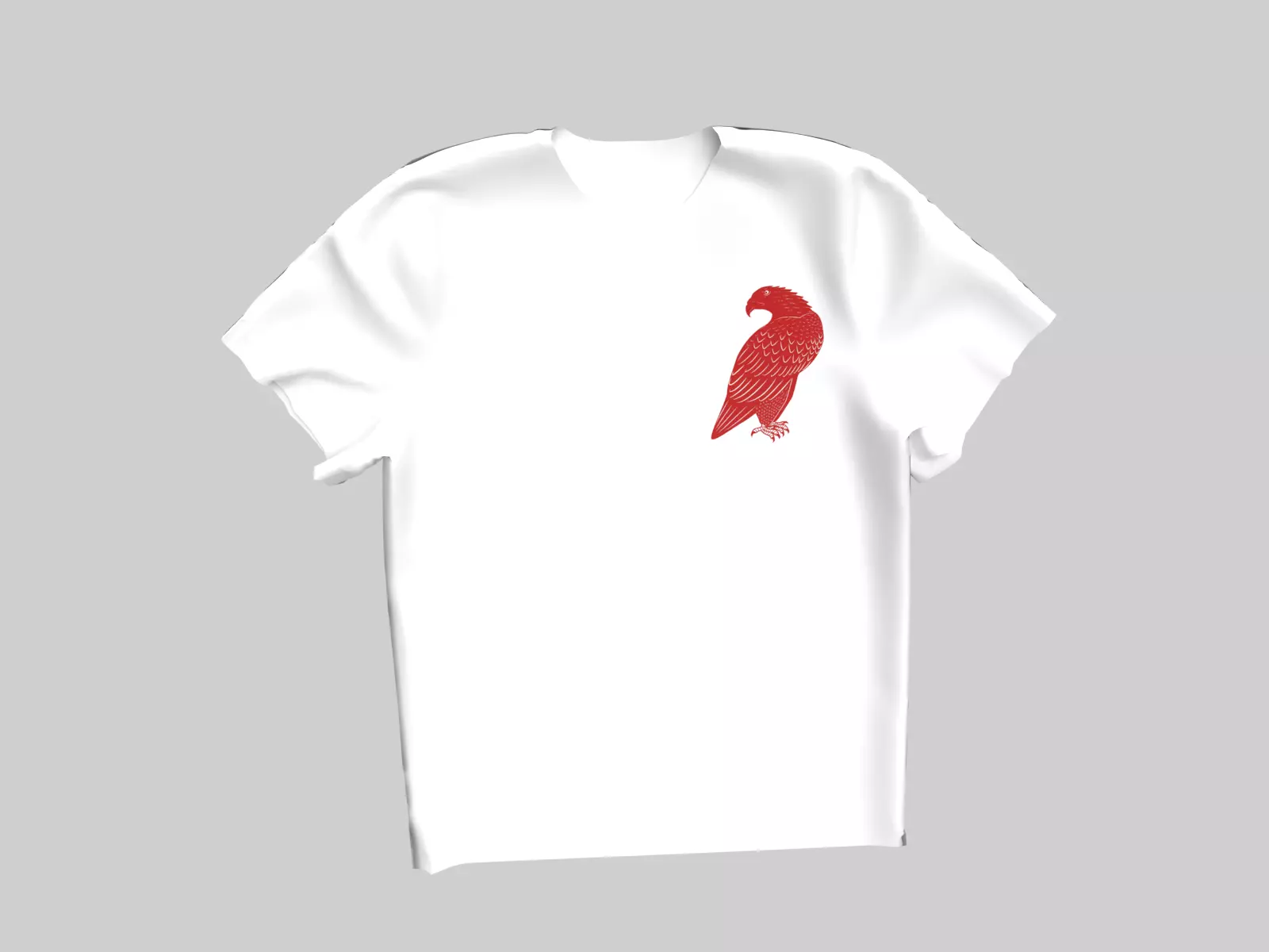 White T-Shirt with a Red Bald Eagle - Upper Left Corner 3D model_0