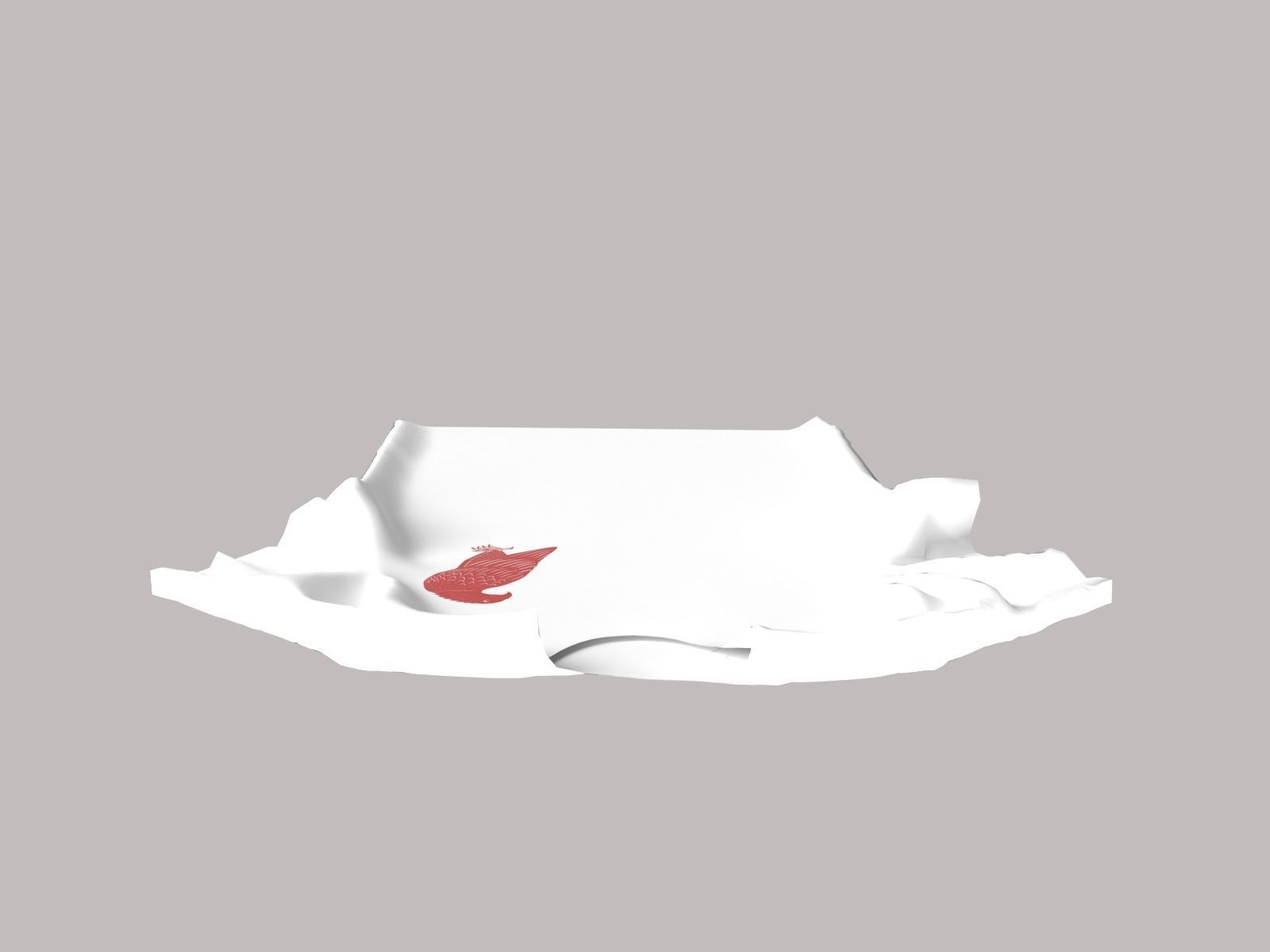 White T-Shirt with a Red Bald Eagle - Upper Left Corner 3D model_3