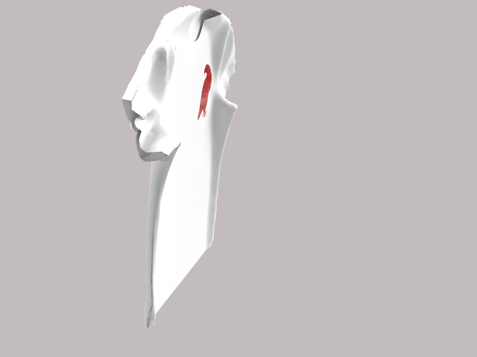 White T-Shirt with a Red Bald Eagle - Upper Left Corner 3D model_2