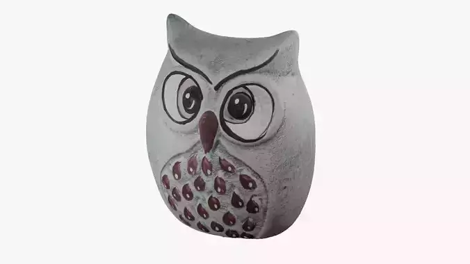 3D Scan Ceramic Coinbak Owl Shape