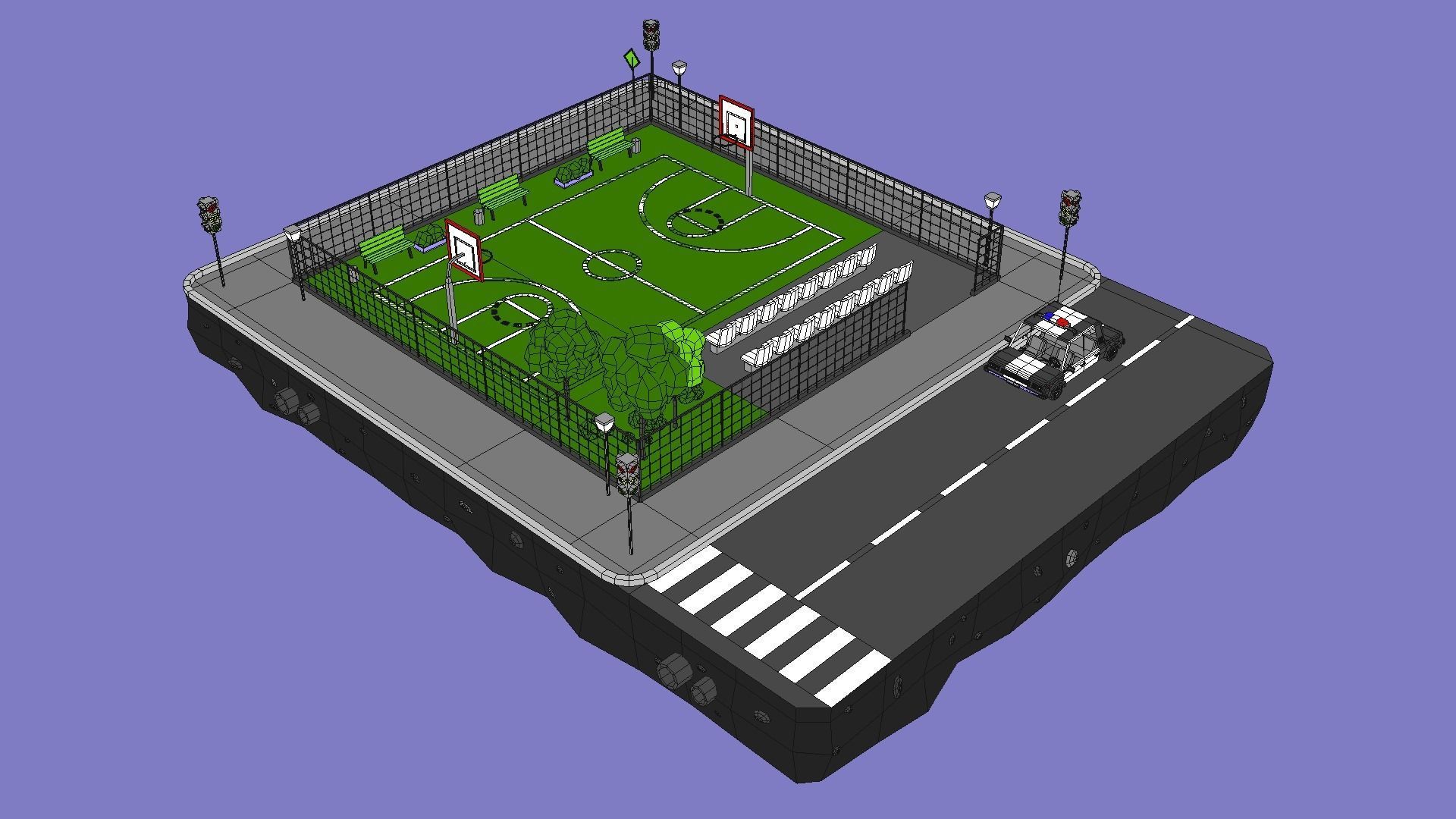 Stadium Block from Cartoon Low Poly City Low-poly 3D model_2