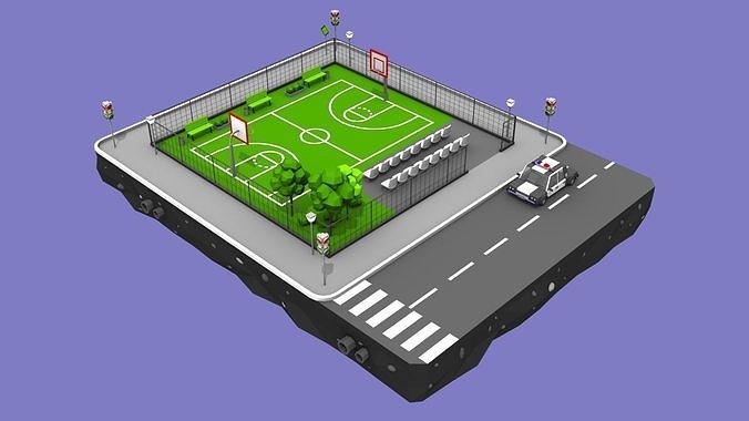Stadium Block from Cartoon Low Poly City Low-poly 3D model