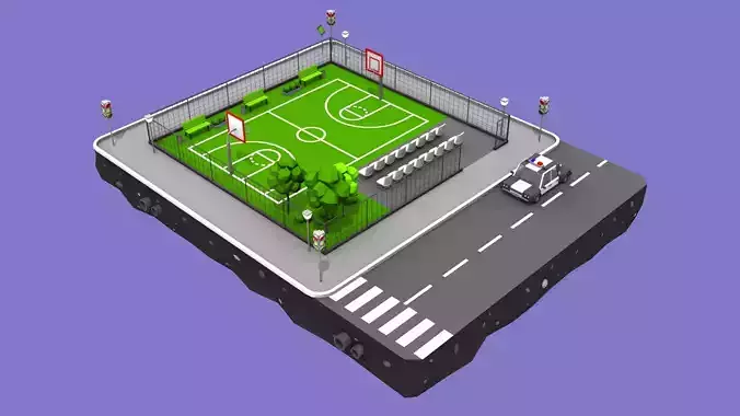 Stadium Block from Cartoon Low Poly City Low-poly 3D model Stadium Block from Cartoon Low Poly City Low-poly 3D model