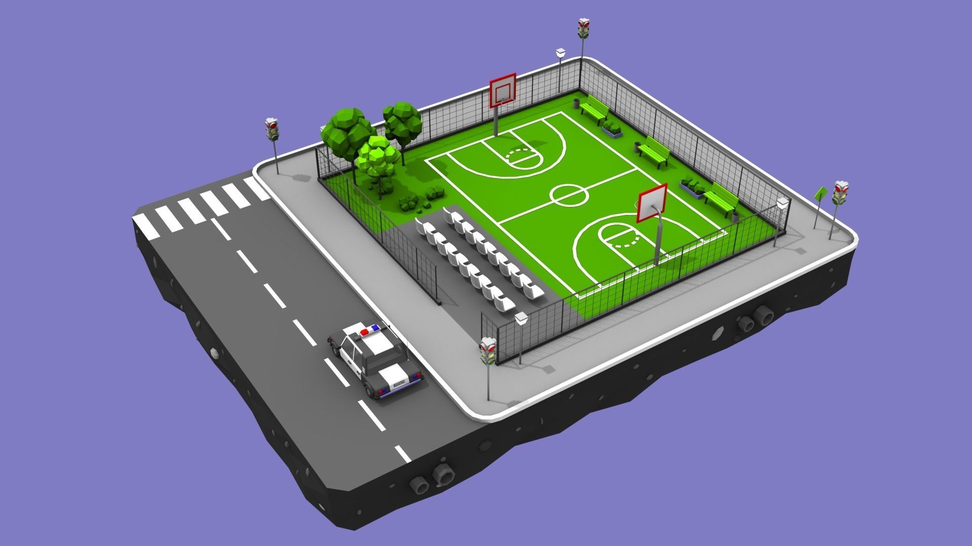 Stadium Block from Cartoon Low Poly City Low-poly 3D model_3