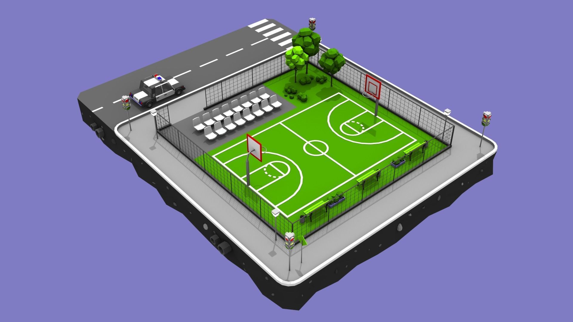 Stadium Block from Cartoon Low Poly City Low-poly 3D model_4