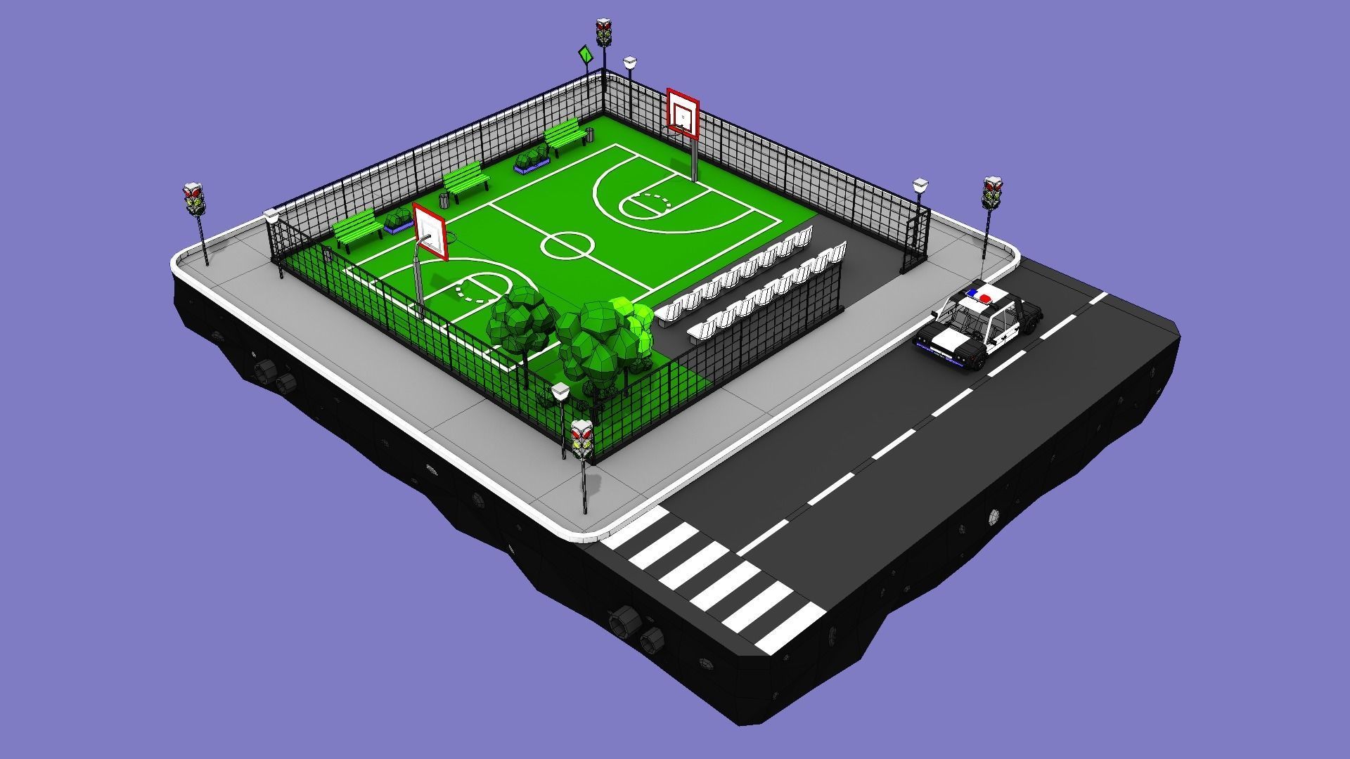 Stadium Block from Cartoon Low Poly City Low-poly 3D model_1