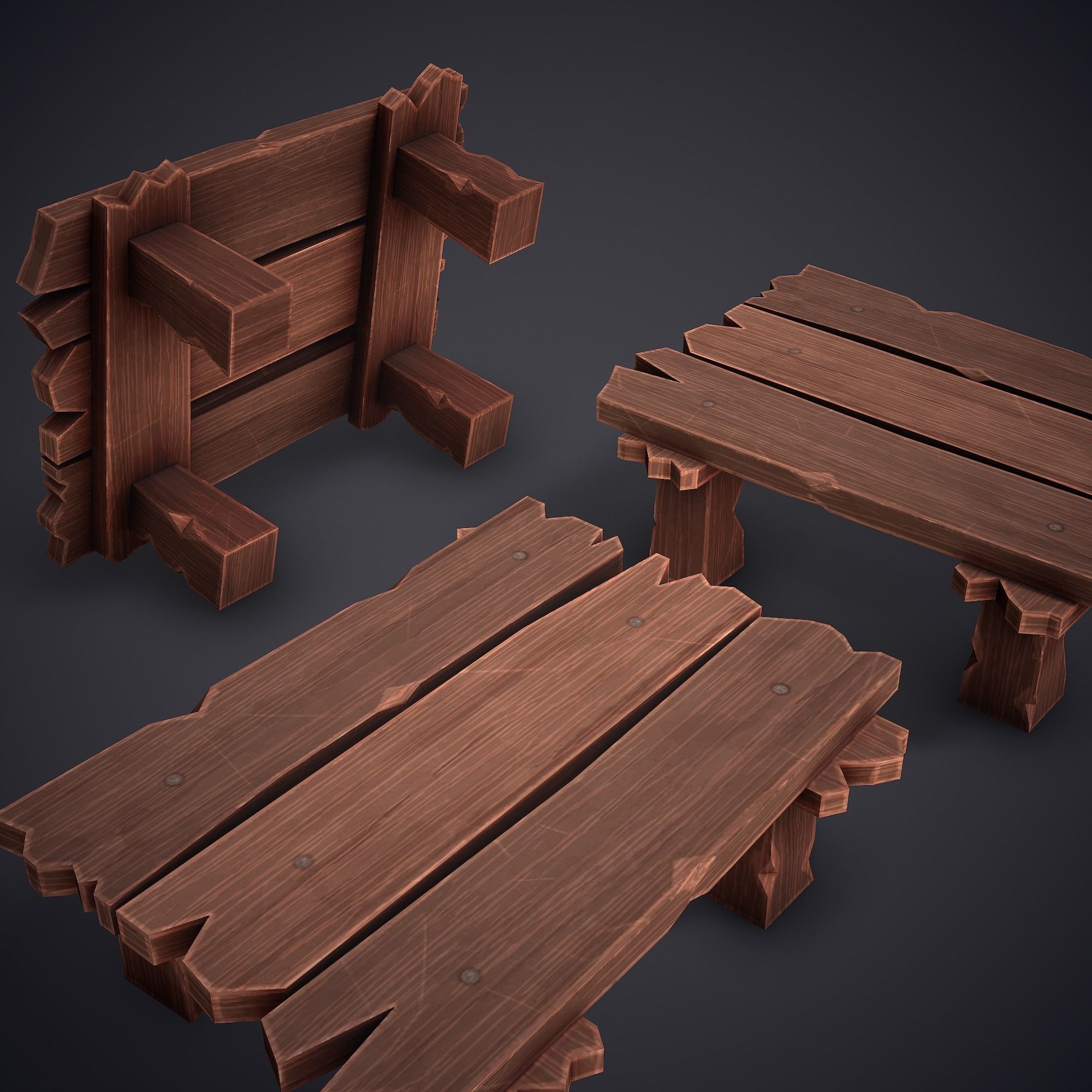 Table Stylized Low Poly Medieval Prop Low-poly 3D model_6