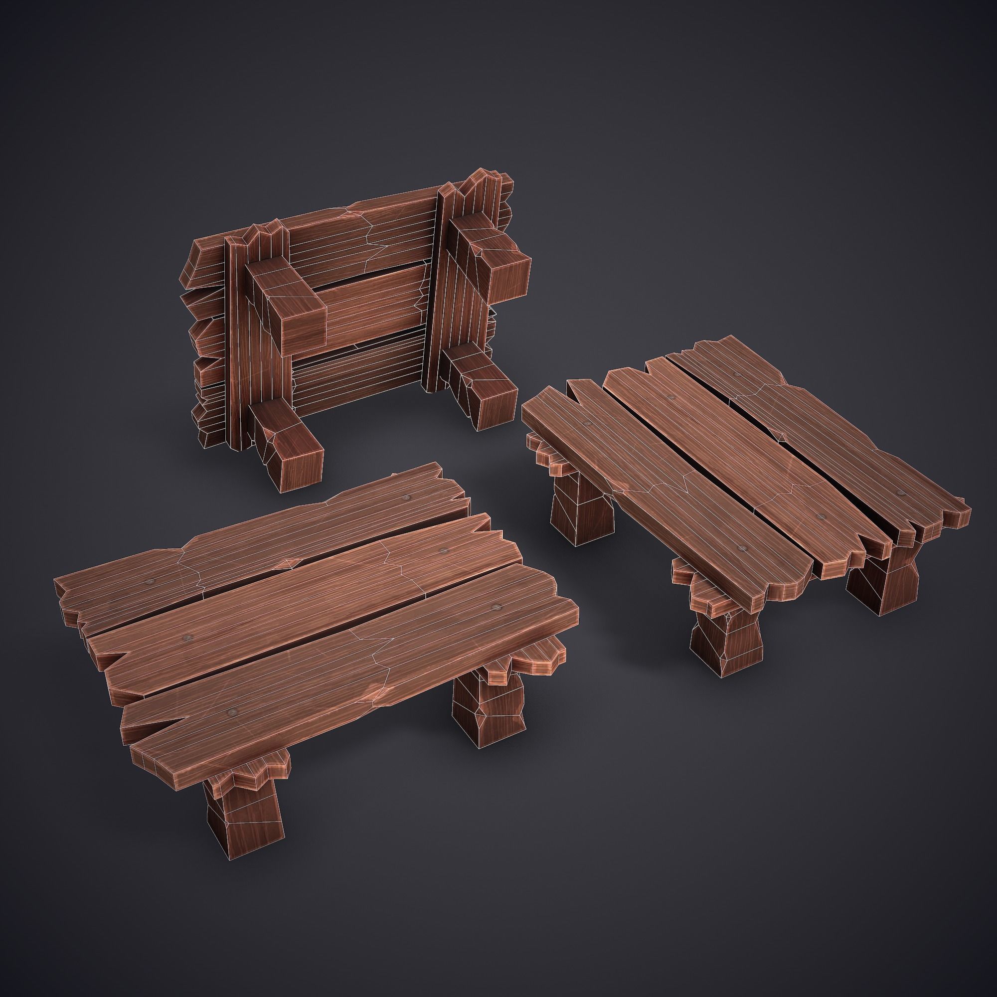 Table Stylized Low Poly Medieval Prop Low-poly 3D model_4