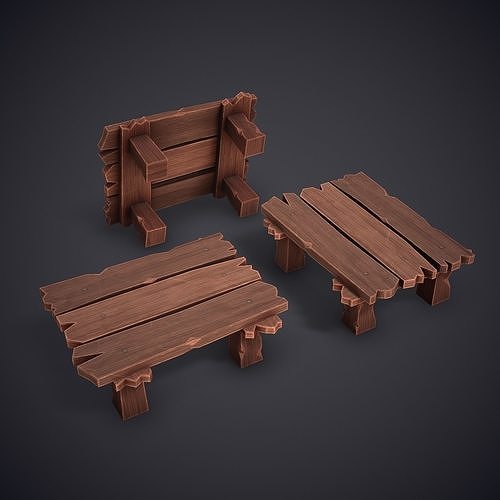 Table Stylized Low Poly Medieval Prop Low-poly 3D model