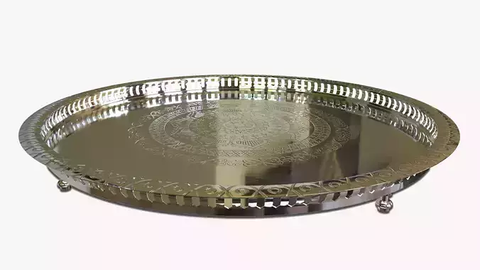 Moroccan Silver Serving Tea Tray