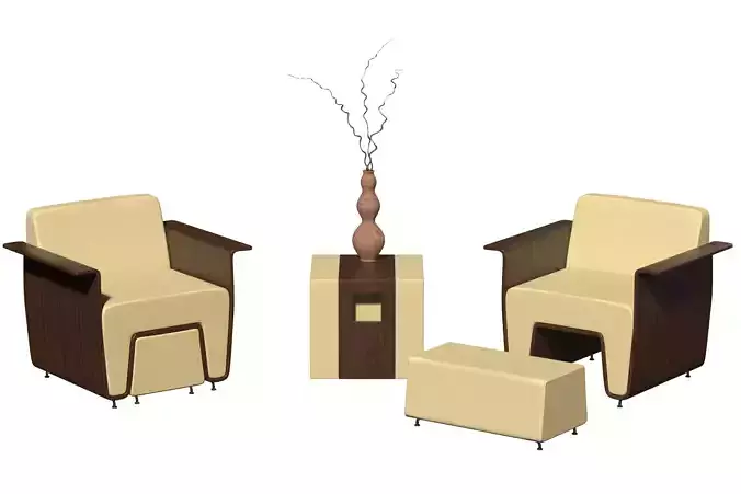 Waltz Lounge and Ottoman with table and vase